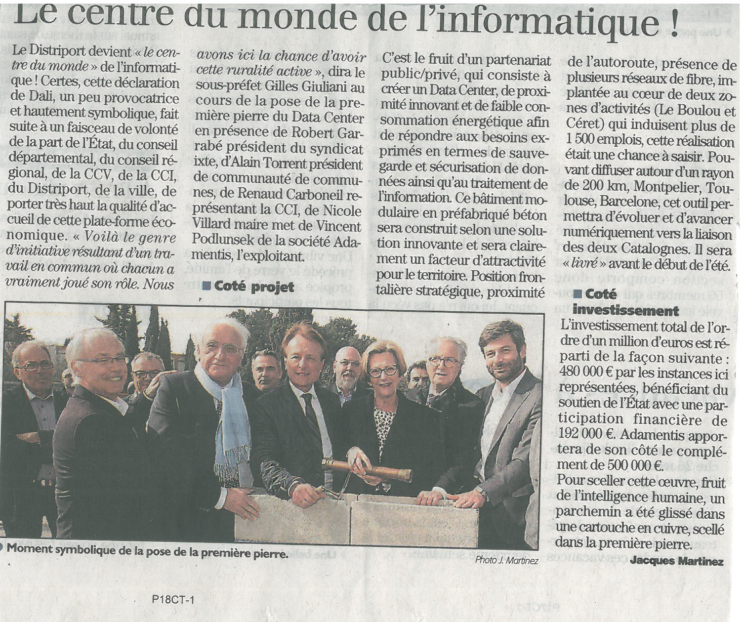 Première pierre du datacenter Adamentis